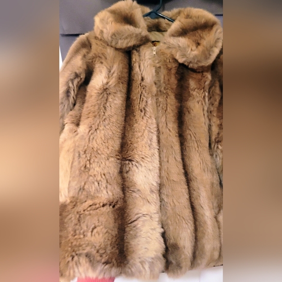 Vintage STEARNS Hansa Branta GOOSE DOWN faux fur Ladies Petite jacket coat Sz L - Picture 3 of 16